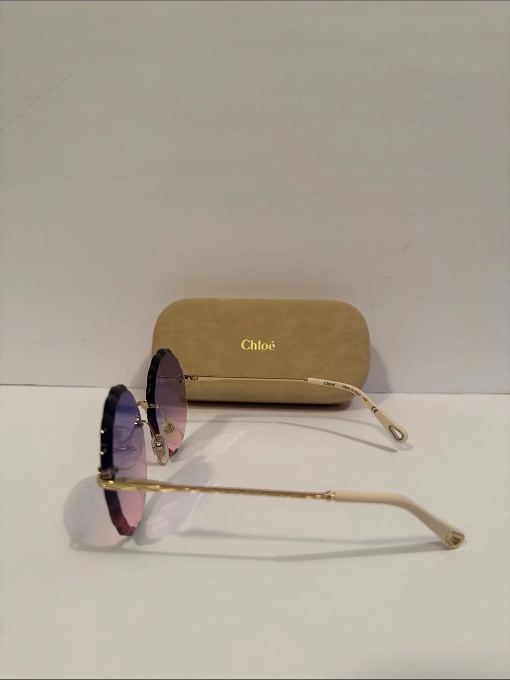 Chloe CE142S Women's Chic Pink to Purple Gradient Scalloped Sunglasses